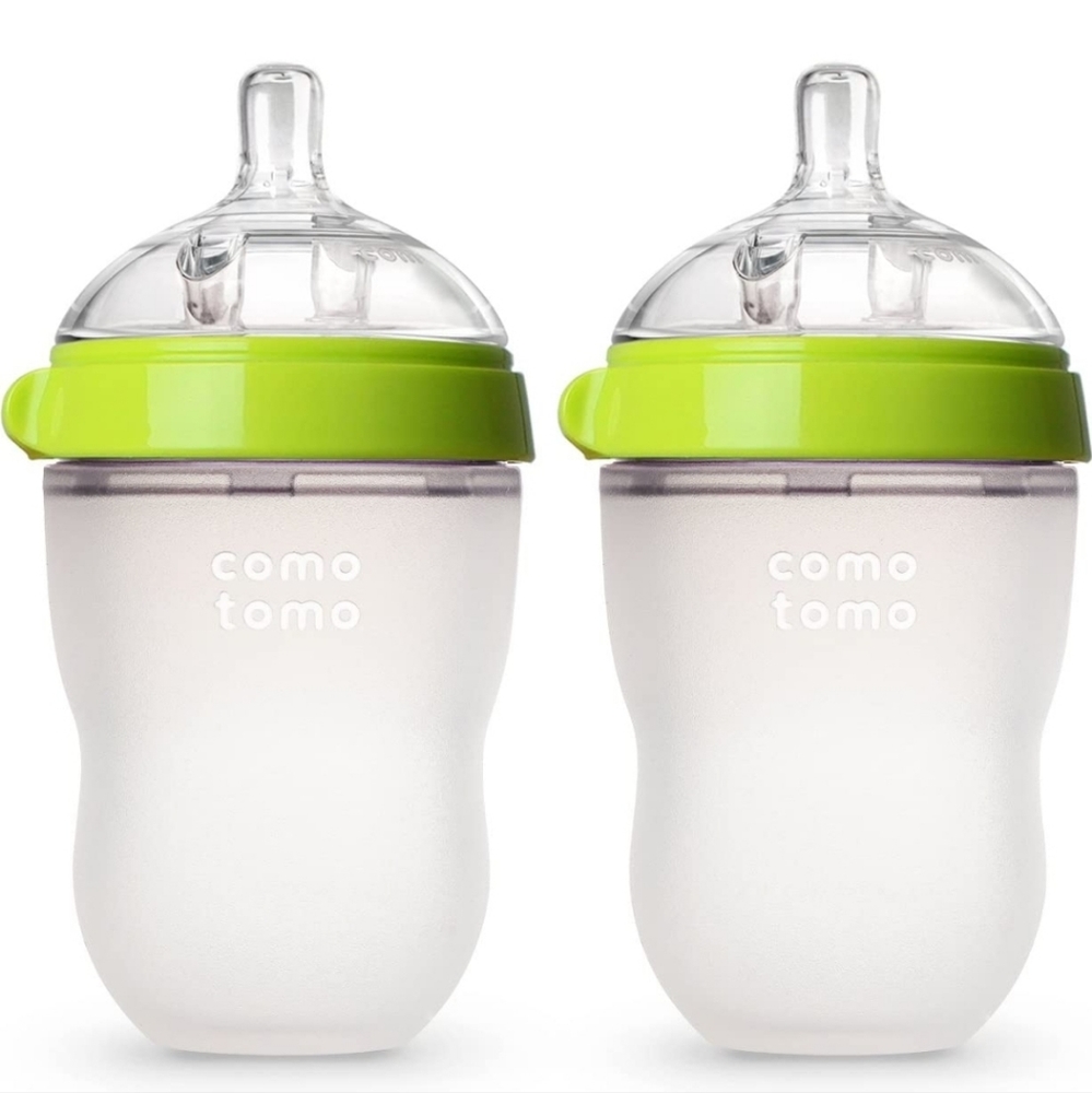 Comotomo Baby Bottle, Green, 8 oz (2 Count)
